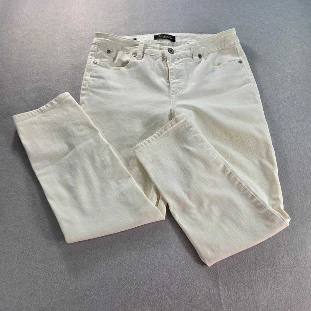 Talbots Flawless Five Pocket Slim Ankle Jeans Cream Ivory Petite 6P Stretch